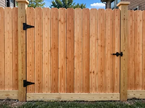 Cedar gate with heavy-duty black hardware